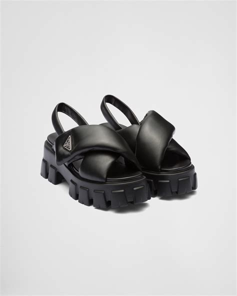 prada monolith padded nappa leather sandals|prada ladies sandals.